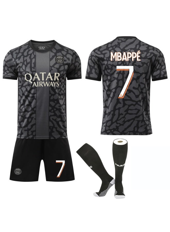 PSG 2023-2024 باريس بعيدا زي كرة القدم #7 مبابي كرة القدم جيرسي السراويل الجوارب مجموعة الأطفال حجم والكبار حجم الهدايا للجماهير والأصدقاء - Image 1
